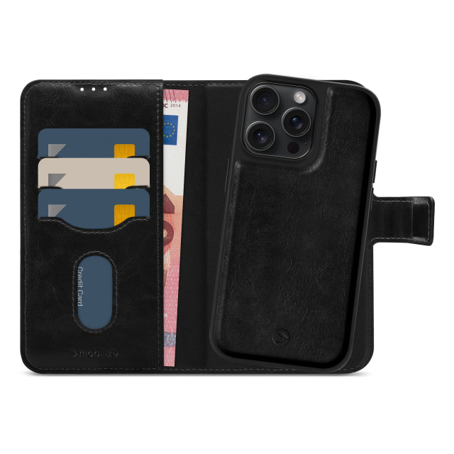 Mobilize 2in1 Magsafe Compatible Gelly Wallet Case Apple iPhone 15 Pro Max Black
