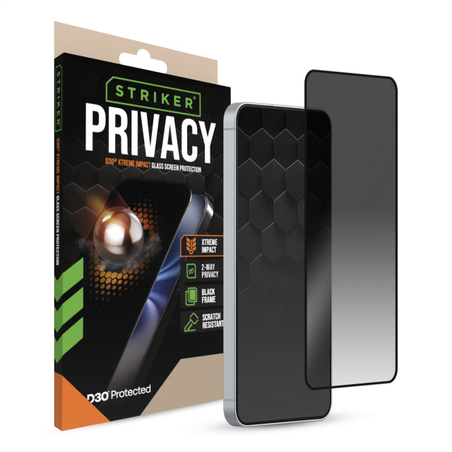 Striker D3O Xtreme Impact Privacy Glass Screen Protector - Black Frame - Samsung Galaxy S26 Ultra 5G